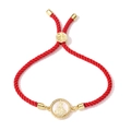 Bracciale regolabile in corda rossa con medaglia dorata e zirconi colorati - Ciondolo Vergine Maria / Rosso