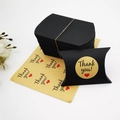 Black pillow gift boxes set with Thank You stickers and rustic twine for wedding favor packaging - Natural Box / Black