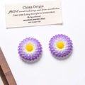 Macro detail of resin daisy flower charms with purple gradient petals and yellow core - Large / Purple
