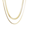 Elegante collar de cadena de serpiente plana en acero de titanio dorado vintage - Dorado