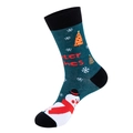 Dark green Christmas mid-tube socks with Winter Wishes text and festive holiday patterns - One Size / 211-Dark Green Winter Wishes