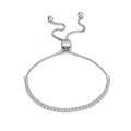 Adjustable S925 sterling silver tennis bracelet with sparkling cubic zirconia stones - 2MM Tennis Chain/Slide Adjustable/White Zircon/Platinum Plated (Thin)