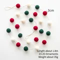 Christmas felt ball garland with 3cm red white green balls on 1.8m string for decor - Dark Colored Ball String
