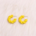 Exaggerated yellow C-shaped twisted resin earrings with minimalist matte finish - Small Yellow Twisted