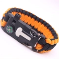 Braccialetto di sopravvivenza in paracord arancione e nero con bussola e raschietto - Arancione Nero