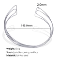 Minimalistische zilveren meerlaagse roestvrijstalen choker met verstelbaar ontwerp - Zilver (XL234)