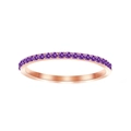 Rose gold stackable ring featuring a row of vibrant round-cut purple zircon stones - February Violet - Rose Gold