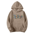 Coffee brown oversized hoodie with Who Let Me print and front kangaroo pocket - Camel