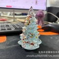 Mini resin Christmas tree with red and gold glitter sequins in transparent blue finish - 09 Aquamarine + Xmas Sequins