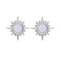 Silberne Ohrstecker im Sonnenstrahl-Design mit hellvioletten Steinen für Damen - Silberfarbe (S-E945)