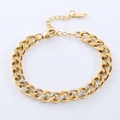 Retro gouden Cubaanse schakelarmband met fonkelende strass en verstelbare sluiting - Goud