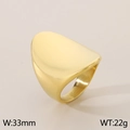 Polished 18K gold-plated stainless steel chunky ring with 33mm wide asymmetric surface - US 6 / Polished Gold