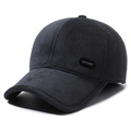 Gorra de invierno para hombre gris oscuro con textura de gofre y parche SPORT lateral - Ajustable / Bordado Sport Gris