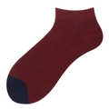 Men's low-cut cotton sports socks in burgundy and navy blue contrast ribbed style - Wine Red Patch Navy Blue (SMS07)