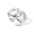 Minimalist silver interlocking knot ring with adjustable open band and polished finish - Adjustable Open / Silver