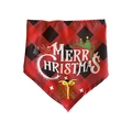 Red and black plaid Christmas dog bandana with white Merry Christmas graphic print - SD-04 Red Plaid Christmas Gifts