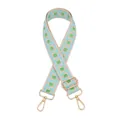 Adjustable woven handbag strap with geometric patterns and pale gold lobster clasps - Silver Clasp / V-19 Light Green