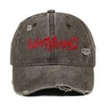 Vintage Baseballkappe im Used-Look mit gotischer Stickerei und gewaschener Optik - Einheitsgröße / Kaffeebraun