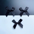 Three 4cm black ribbon bow hair clips with silk gloss for ballet style hair accessories - Black