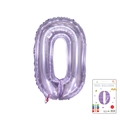 32-inch metallic light purple number 0 foil balloon in retail card packaging - 40-inch Jelly Purple Cardboard