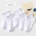 Five pairs of white non-slip baby cotton socks with anti-skid silicone dots on the sole - Solid Color Mesh With Adhesive Coating [white]