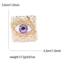 Quadratische Evil Eye Brosche mit lila Mitte und Perlen auf Gold, 3,4 cm Größe - Lila Auge / Lila