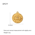 Dettaglio del ciondolo malocchio placcato oro 18K con diametro 15,5 mm e peso 2,3 g - DFC77-Disco Occhio / Oro