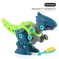 Jouet vélociraptor à démonter soi-même en bleu et vert avec tournevis manuel inclus - Vélociraptor (Sac OPP)