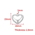 Polished silver heart pendant accessory with bead border 19mm by 18mm size dimensions - Steel Polished Smooth Heart 19mm