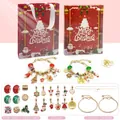 24-day Christmas advent calendar jewelry DIY set with bracelets and festive charms - Red Theme Gold Chain Blind Box (HK859)