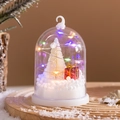 Detail of Christmas snow globe light with miniature tree, red gift box and LED lights - F (colored Lights)