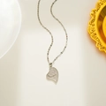 Collier double cœur argenté serti de cristaux brillants sur une chaîne plaquée or 18K - Argent (579)