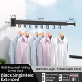 Wall-mounted folding drying rack in black space aluminum with 8 adjustable hooks - Black (Extended 1-Fold/8 Hooks)