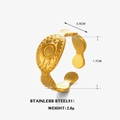 Anello vintage in acciaio inossidabile dorato con design a rilievo e regolabile - Stile Ovale Oro