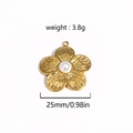 Détail du pendentif fleur avec perle montrant les dimensions et le poids de l'article - Style Forme Fleur Large (Style 6)
