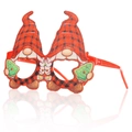 Détail de lunettes de Noël avec décoration de gnome à carreaux rouges et noirs - Style Gnomes de Noël à Carreaux (W-WS97#)