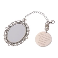 Silver sublimation photo charm with pearls and memorial engraving for loss of a loved one - Pearl Wreath Memorial Pendant