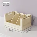 Creamy white folding plastic storage basket with dividers, size 38x26.5x19cm - Large/With Dividers/No Wheels / Cream