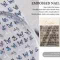 3D embossed laser butterfly nail stickers with aurora effect and floral patterns - Relief Butterfly Laser to 2521
