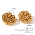 Hollow geometric 18K gold plated stainless steel earrings with a hammered texture finish - Hammered Three-Layer Signal Fan Earrings - Gold
