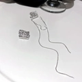 Detail of silver long tassel earrings with irregular textured square studs in a minimalist style - Tassel Stud Earrings (HE5983) / Silver