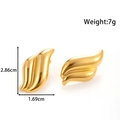 Gold twist feather earrings in titanium steel with measurements 2.86cm by 1.69cm - Gold/Ripple