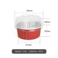 Molde de aluminio rojo con tapa, 130ml de capacidad para pudines y postres horneados - Con Tapa de PET Transparente / Rojo