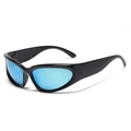Outdoor cycling sunglasses with black frame and blue mirrored lenses in Y2K style - Black Frame Blue Mirror