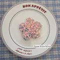 Pink sequin flower patch 8.5cm decoration with iridescent pearls for gift boxes - Flower-03 (1pc)