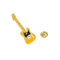 Electric guitar enamel pin in bright yellow and gold with butterfly clutch backing - Bright Yellow