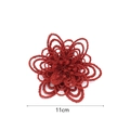 Hollow red glitter Christmas flower ornament for tree decoration, 11cm diameter size - Red