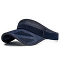Navy blue breathable mesh sun visor hat with wide curved brim for outdoor sports - Adjustable / Navy Blue
