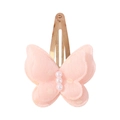 Handmade double-layered pink mesh butterfly hair clip with white pearls for girls - Pink
