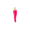 Pink chili fruit pendant charm in glossy finish with gold loop for DIY jewelry - VD1480 Gold Rose Red Enamel Chili